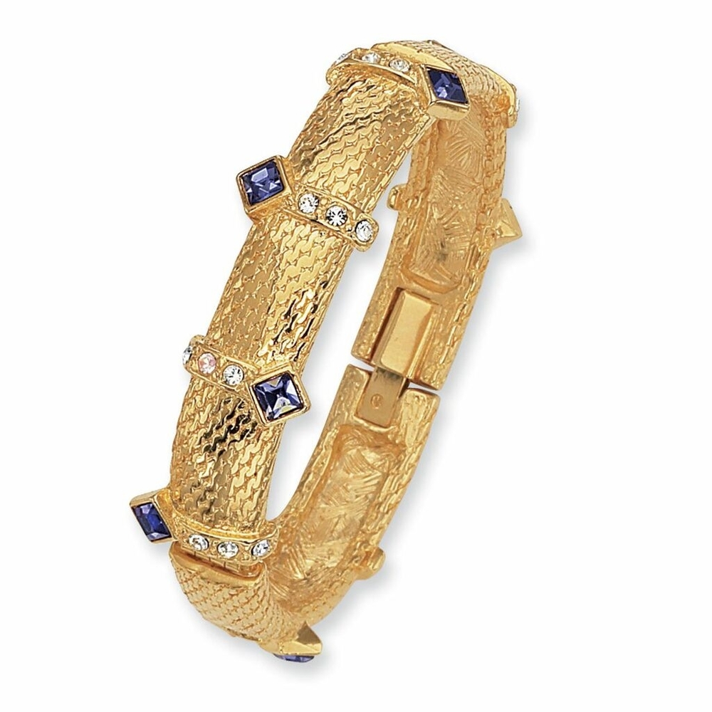 Jackie Kennedy Simulated Tanzanite Square Crystal Hinged Bracelet